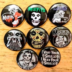 The Misfits 1 inch set of 8 pinback buttons
